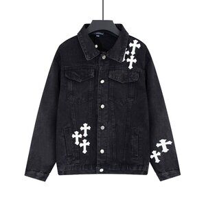 Croesen applique cross denim jacket
